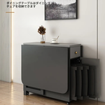 無垢材グレー折りたたみダイニングテーブルチェア収納式金属脚 hbwe-3465