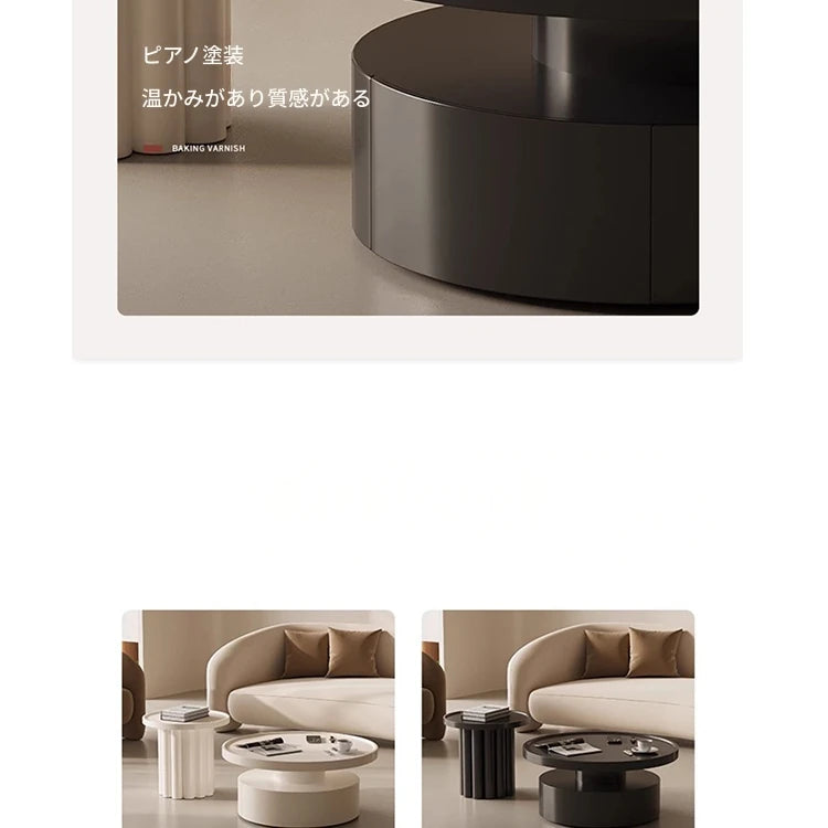モダンデザインのセンターテーブル｜ホワイト・ラウンドシェイプ・高品質家具｜リビングルームにぴったり！ hch-3093
