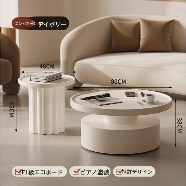 モダンデザインのセンターテーブル｜ホワイト・ラウンドシェイプ・高品質家具｜リビングルームにぴったり！ hch-3093
