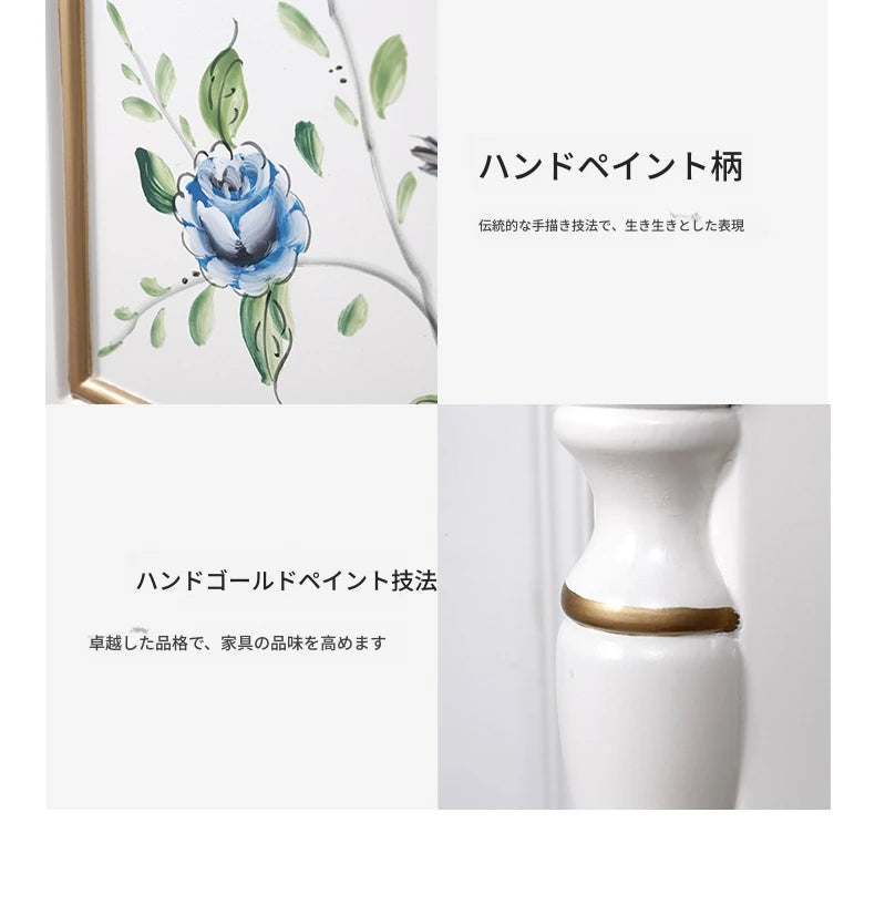エレガントなパインキャビネット｜花柄デザインの収納家具｜ヴィンテージスタイルのおしゃれなインテリア hfgxc-4865