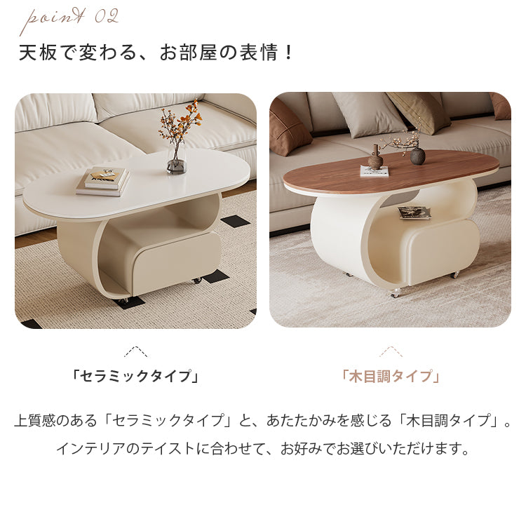 軽ラグジュアリー岩板センターテーブル 現代リビング向け イタリアン北欧風収納付き鉄製サイドテーブル hgf-5379