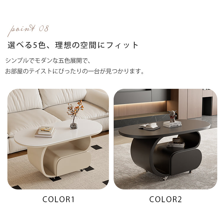 軽ラグジュアリー岩板センターテーブル 現代リビング向け イタリアン北欧風収納付き鉄製サイドテーブル hgf-5379