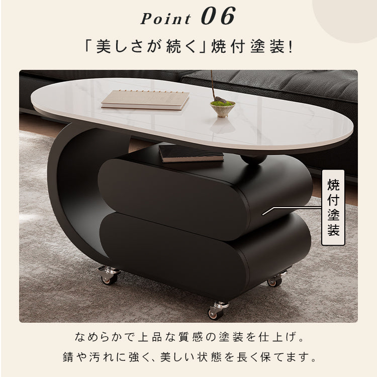 移動式リビングテーブル 家庭用 フレンチ風 ラグジュアリー感 ミニマルデザイン 楕円形 シンプル ワゴン型サイドテーブル hgf-5380