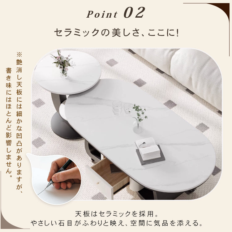 移動式リビングテーブル 家庭用 フレンチ風 ラグジュアリー感 ミニマルデザイン 楕円形 シンプル ワゴン型サイドテーブル hgf-5383