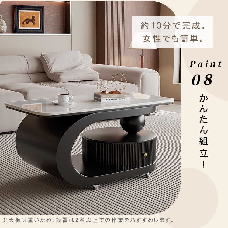 移動式リビングテーブル 家庭用 フレンチ風 ラグジュアリー感 ミニマルデザイン 楕円形 シンプル ワゴン型サイドテーブル hgf-5384