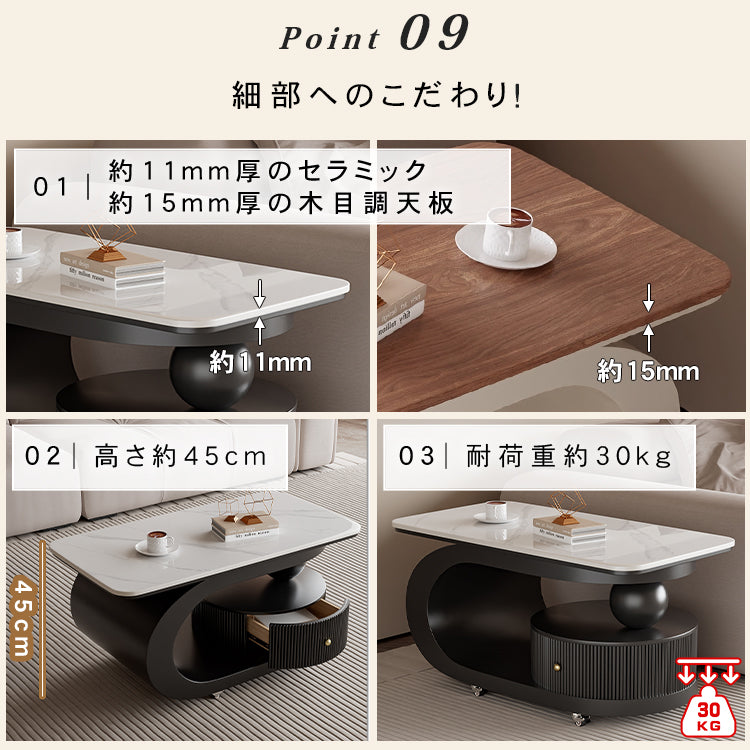 移動式リビングテーブル 家庭用 フレンチ風 ラグジュアリー感 ミニマルデザイン 楕円形 シンプル ワゴン型サイドテーブル hgf-5384