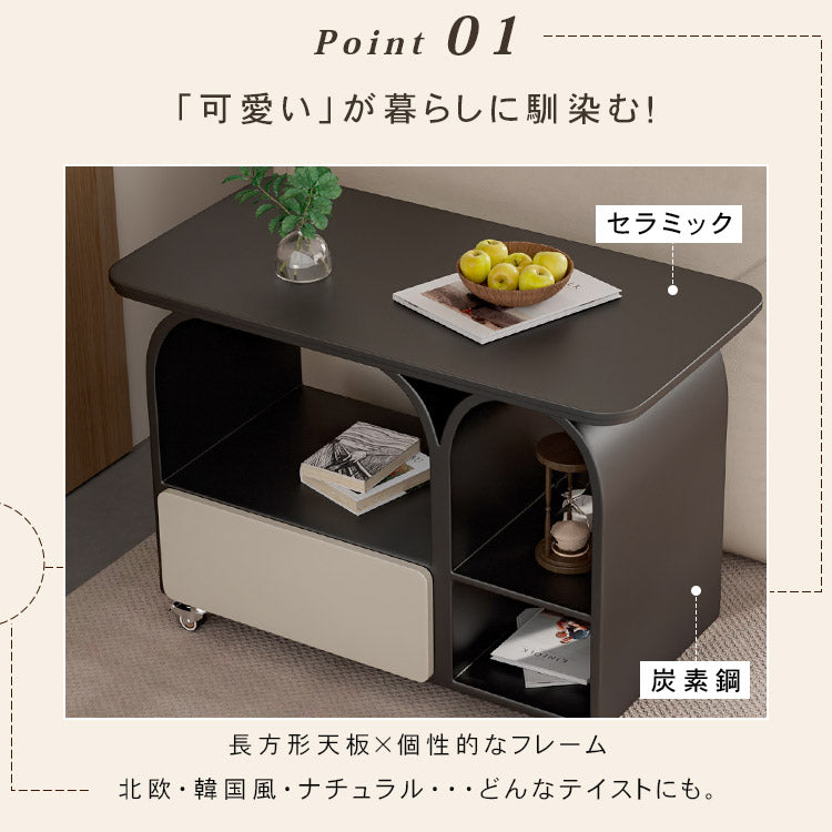 岩板ミニサイドテーブル 小型 ラグジュアリー感 移動式 家庭用 ティーテーブル リビング hgf-5385