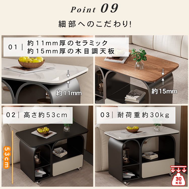 岩板ミニサイドテーブル 小型 ラグジュアリー感 移動式 家庭用 ティーテーブル リビング hgf-5385