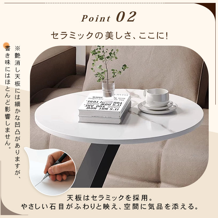 高級感漂う岩板製小型サイドテーブル リビングやベッドサイドに最適 hgf-5386