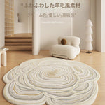 キュートクリーム風 フラワー型 変形ラグ ラグマット フェイクカシミヤ調 カーペット リビング 寝室 厚手 秋冬ラグ おしゃれ hh-05