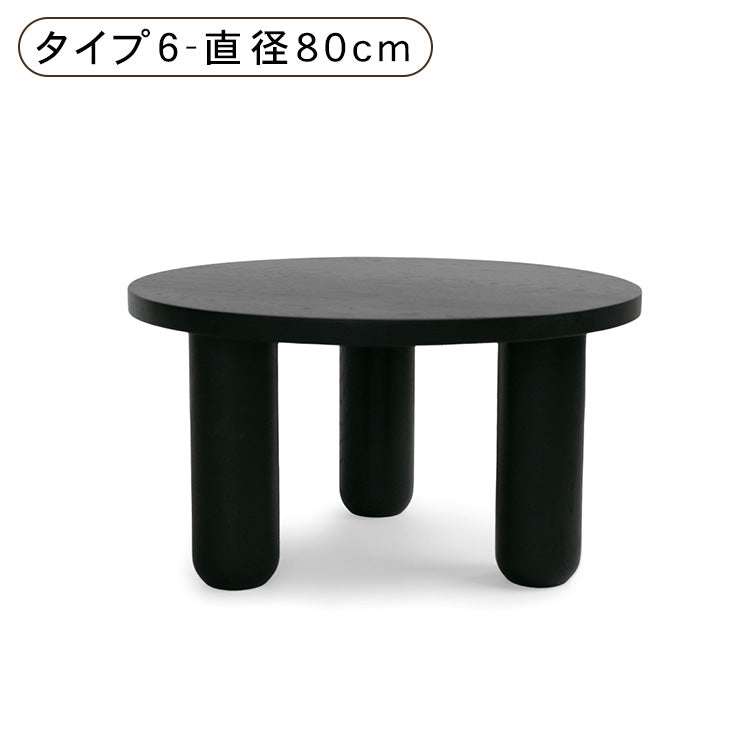和風無垢材リビングテーブル正方形丸形シンプル丸みデザイン hit-5659