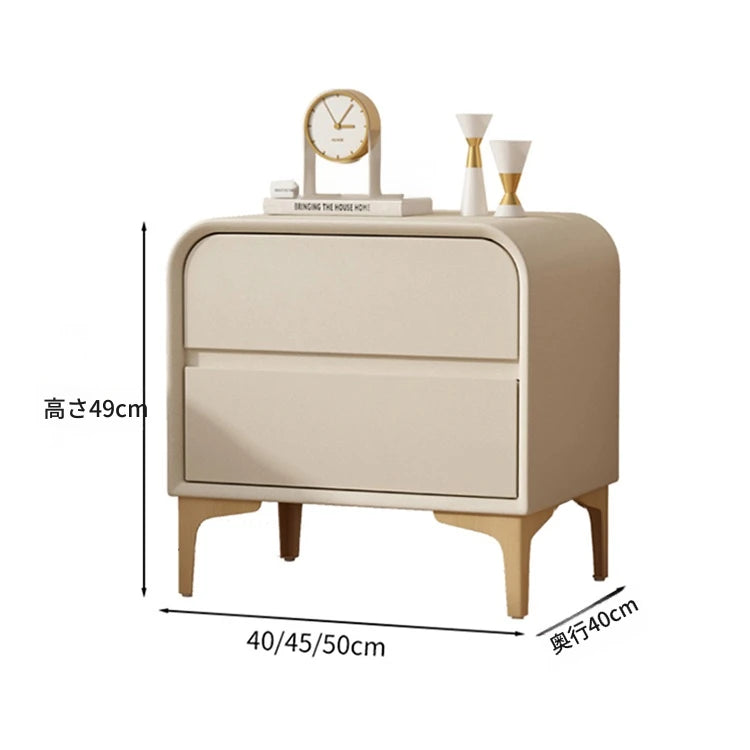 エレガントなナイトテーブル 無垢材と合皮のコンビネーション - 寝室を彩るスタイリッシュな家具 hjd-3144