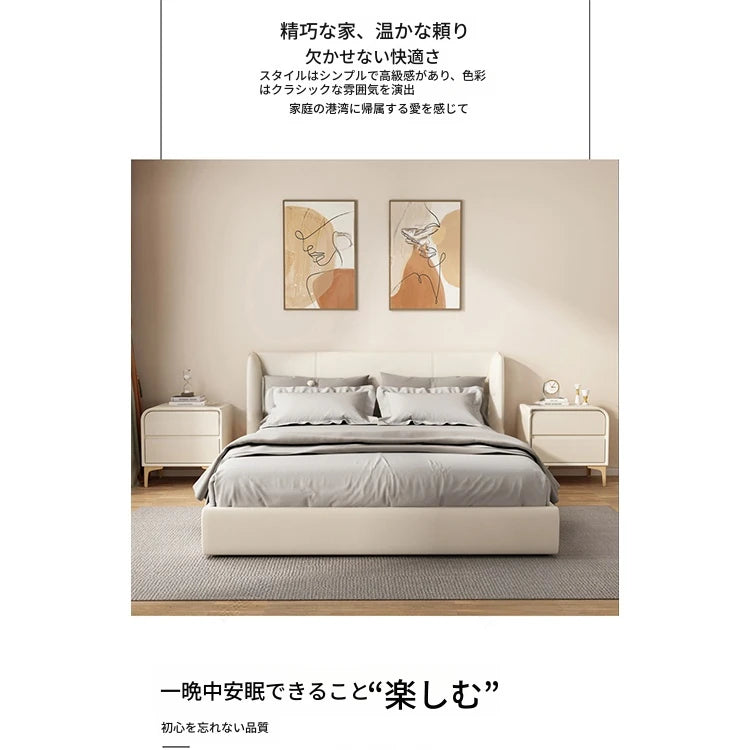 エレガントなナイトテーブル 無垢材と合皮のコンビネーション - 寝室を彩るスタイリッシュな家具 hjd-3144