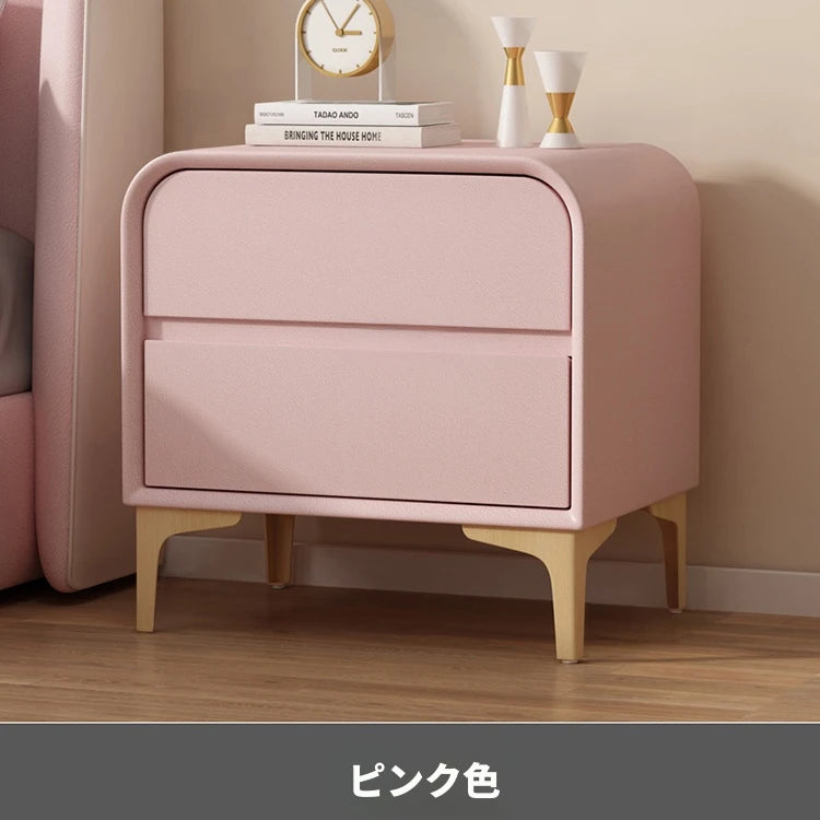 エレガントなナイトテーブル 無垢材と合皮のコンビネーション - 寝室を彩るスタイリッシュな家具 hjd-3144
