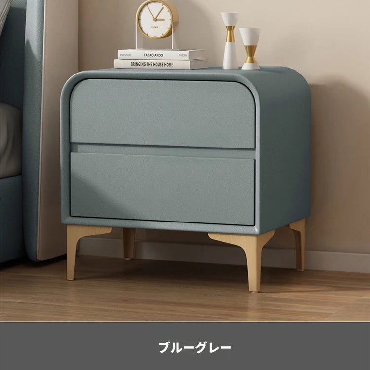 エレガントなナイトテーブル 無垢材と合皮のコンビネーション - 寝室を彩るスタイリッシュな家具 hjd-3144