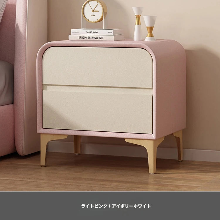 エレガントなナイトテーブル 無垢材と合皮のコンビネーション - 寝室を彩るスタイリッシュな家具 hjd-3144