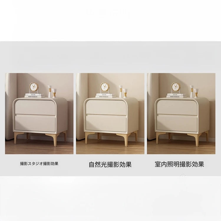 エレガントなナイトテーブル 無垢材と合皮のコンビネーション - 寝室を彩るスタイリッシュな家具 hjd-3144