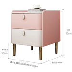 ピンクとクリーム色のモダンナイトテーブル - パイン材・セラミック・合皮仕上げ、スタイリッシュな収納家具 hjd-3145