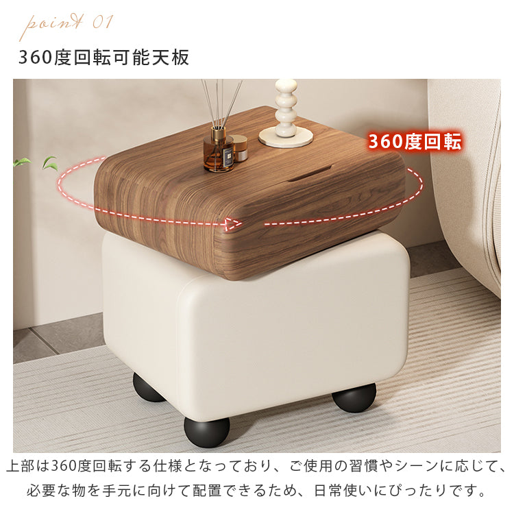 スタイリッシュなパイン材と合皮のナイトテーブル - モダンインテリアに最適な収納付き hjd-3148