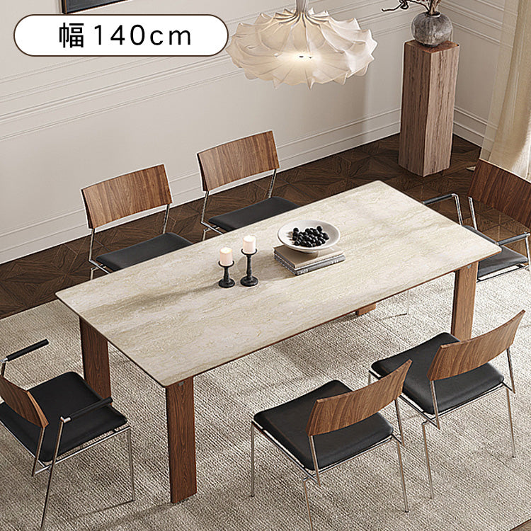 法式復古岩板長方形実木ダイニングテーブル hjj-3646