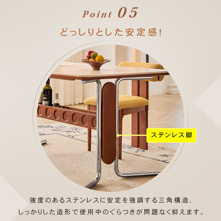 セラミック天板フレンチヴィンテージ長方形実木テーブルステンレス脚 hjj-3648