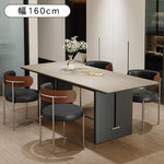 レトロスタイル洞石セラミック天板ダイニングテーブル長方形無垢材 hjj-3650