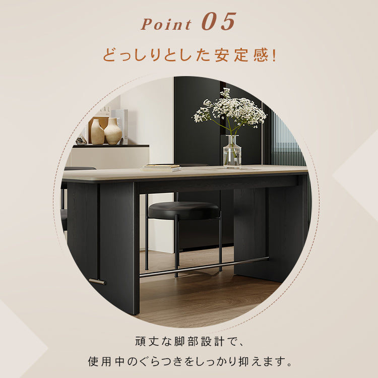 レトロスタイル洞石セラミック天板ダイニングテーブル長方形無垢材 hjj-3650