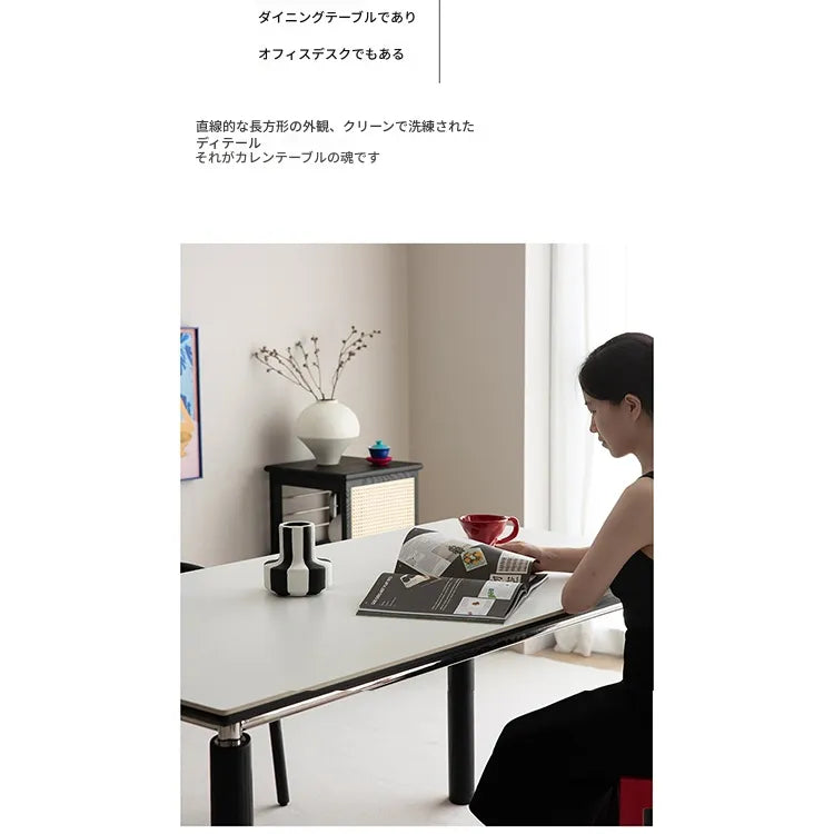 テーブル ホワイト セラミック アッシュ材 多層板 ステンレス hjj-3651