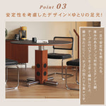 ヴィンテージ風ラウンドテーブル 小型住宅向け ステンレス脚 北欧バウハウス調 セラミック天板 無垢材 ダイニングテーブル hjj-3657