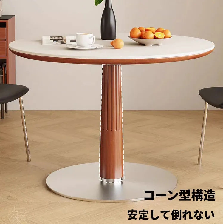 北欧風 無垢材 セラミック天板 ラウンドテーブル 中古調 小型 シンプル ダイニングテーブル hjj-3658