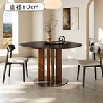 フレンチ無垢材セラミック天板ラウンドテーブル ステンレス脚 ヴィンテージ hjj-3661