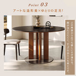 フレンチ無垢材セラミック天板ラウンドテーブル ステンレス脚 ヴィンテージ hjj-3661