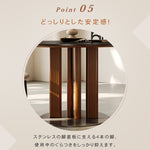 フレンチ無垢材セラミック天板ラウンドテーブル ステンレス脚 ヴィンテージ hjj-3661