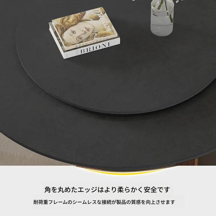 ヴィンテージ侘寂風 無垢材ラウンドテーブル モダン セラミック天板 イタリアンスタイル hjj-3663