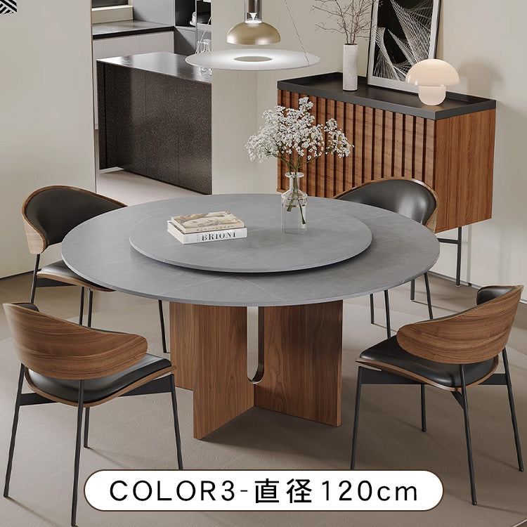 ヴィンテージ侘寂風 無垢材ラウンドテーブル モダン セラミック天板 イタリアンスタイル hjj-3663