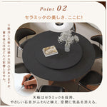 ヴィンテージ侘寂風 無垢材ラウンドテーブル モダン セラミック天板 イタリアンスタイル hjj-3663