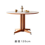 ヴィンテージ風セラミック天板ダイニングテーブル 小さめサイズ フレンチ円形テーブル モダン シンプル hjj-3665