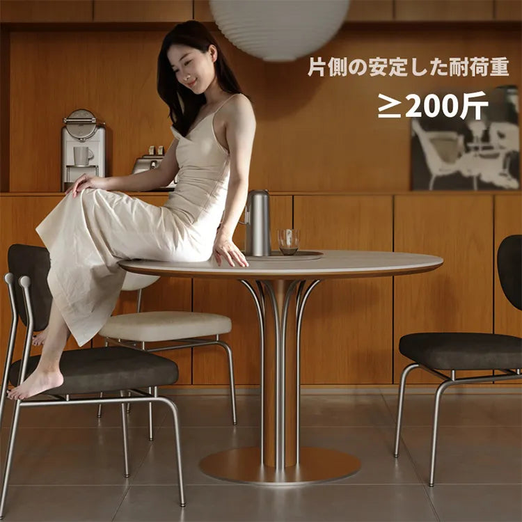 リングデザイン円形ヴィンテージ風セラミック天板ダイニングテーブル 中古調 小さめサイズ レトロモダン hjj-3670