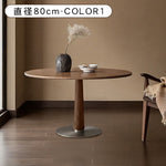 ヴィンテージ風ダークウォールナット色円形ダイニングテーブル 小さめサイズ 北欧風 リビングダイニング兼用 高級感 hjj-3678