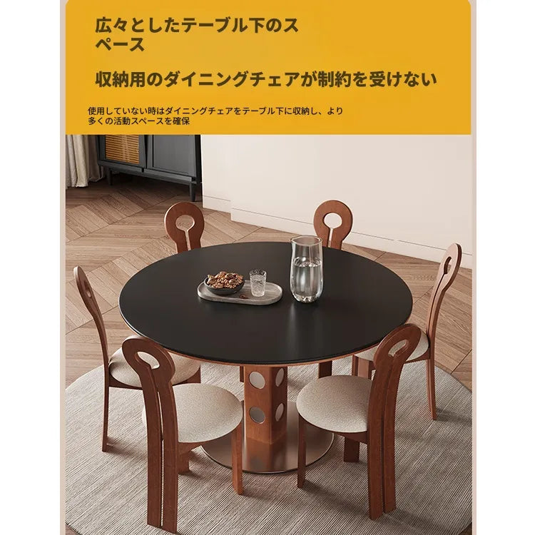 ヴィンテージ風ラウンドダイニングテーブル 天然木 セラミック天板 アメリカン・フレンチミックス 北欧 小さめサイズ hjj-3679