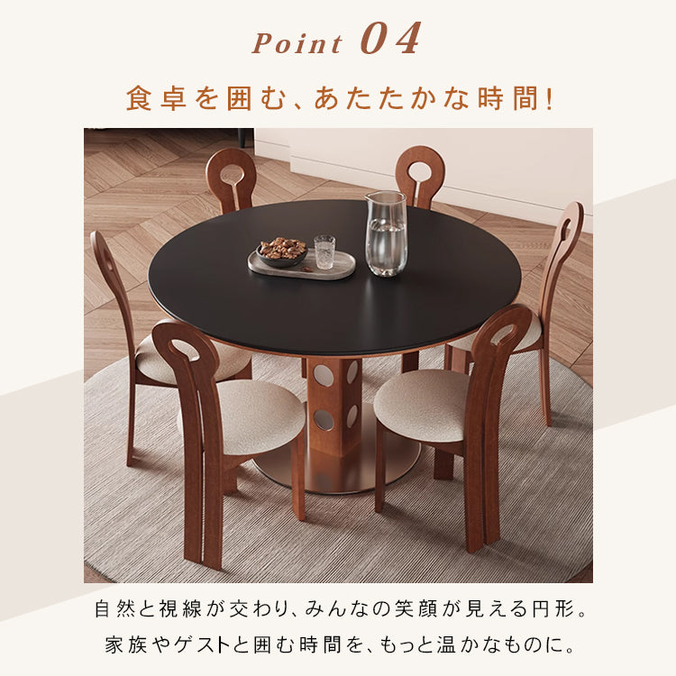 ヴィンテージ風ラウンドダイニングテーブル 天然木 セラミック天板 アメリカン?フレンチミックス 北欧 小さめサイズ hjj-3679