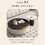 モダンデザイン パイン材 センターテーブル ラウンド型 収納付属 hjl-1876