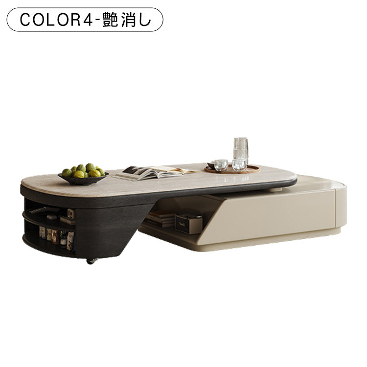 リビング用 伸縮式センターテーブル ミルキーカラー 小スペース向け 高級感 シンプルモダン hjl-5667