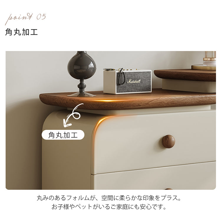 無垢材一体型ドレッサー収納チェスト フレンチヴィンテージ 小スペース向け ベッドエンドキャビネット hjl-5675