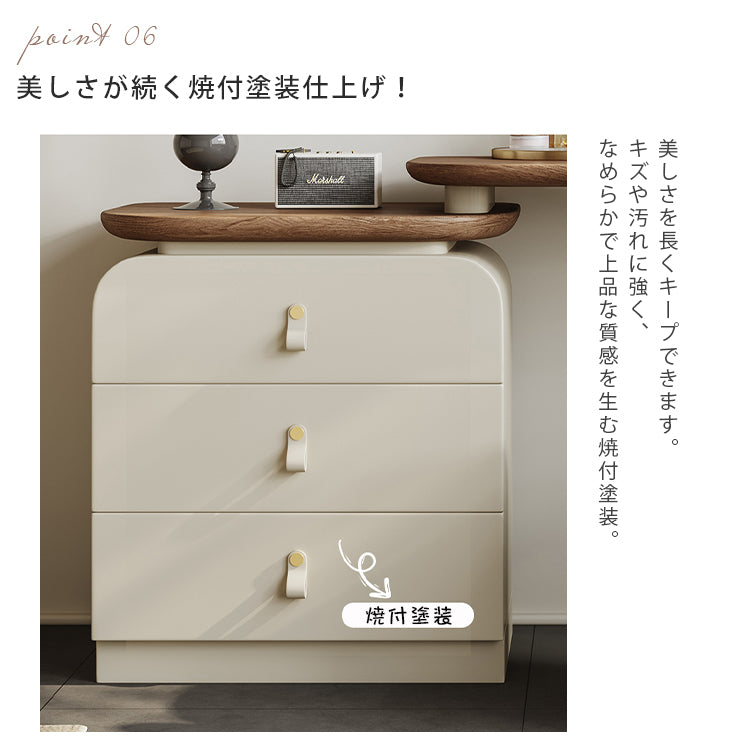 無垢材一体型ドレッサー収納チェスト フレンチヴィンテージ 小スペース向け ベッドエンドキャビネット hjl-5675