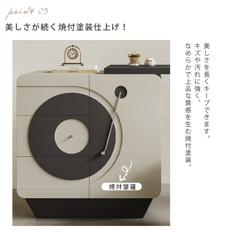 フレンチヴィンテージ無垢材ドレッサー一体型小型収納チェスト化粧台ミニマルデザイン hjl-5676