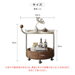 高級感ある移動式無垢材サイドテーブル コンパクトワゴンタイプ リビング用 hjl-5680