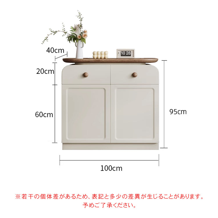 フレンチ風サイドボード 無垢材 高級感収納キャビネット 一体型リビングチェスト hjl-5682