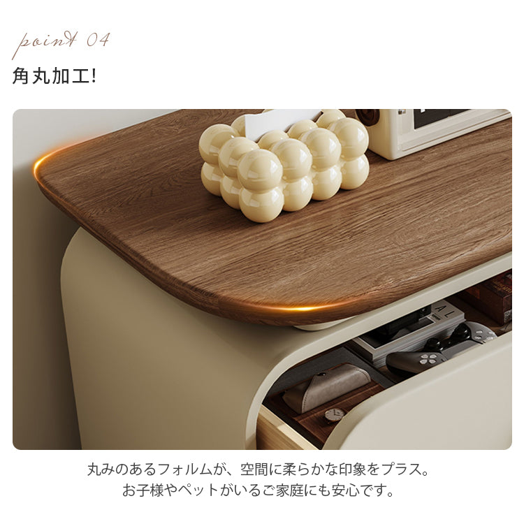 ナイトテーブル 無垢材 クリーム風 モダンミニマル 寝室収納キャビネット hjl-5683