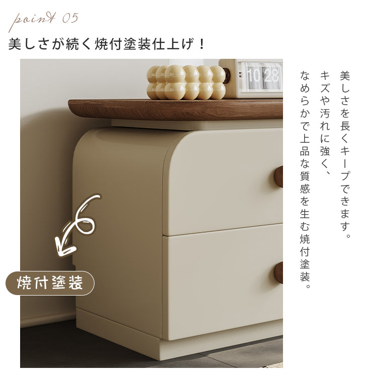ナイトテーブル 無垢材 クリーム風 モダンミニマル 寝室収納キャビネット hjl-5683